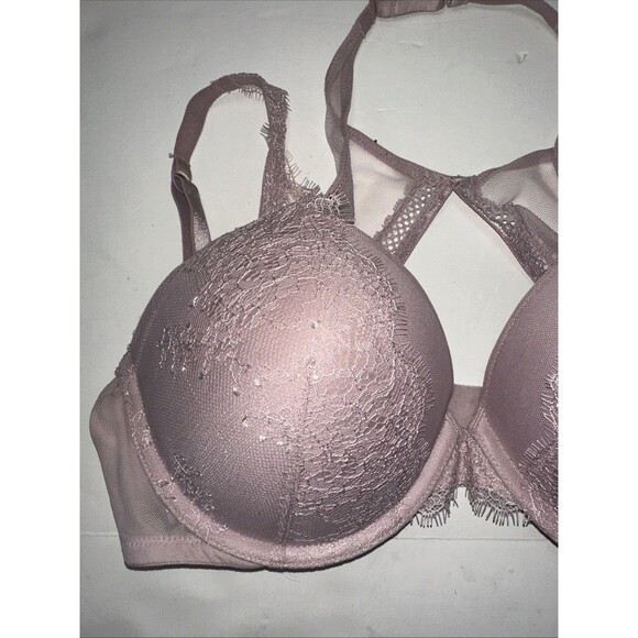 Victoria Secret VERY SEXY High Neck Push Up Bra Lace Pink Lilac 34D - Picture 2 of 12
